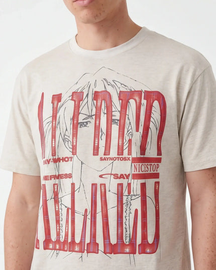 Maison Grozavu Timeless Sable Tee in signature tone — front view showing the reinforced stitching on the hem