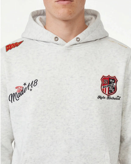 Maison Grozavu Ash Hoodie Drape in signature tone — front view showing the structured collar construction