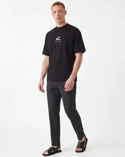 Front view of the Maison Grozavu Pure Carbon Tee in shirt — showing the sleek silhouette.