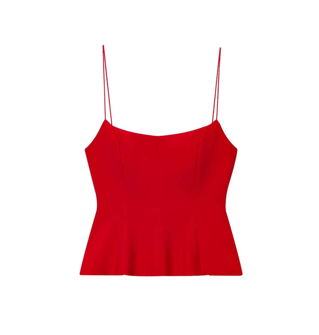 Strapless Camisole Tank Top – Slim Fit in vibrant red color with a stylish skirt hem for a fashionable look.