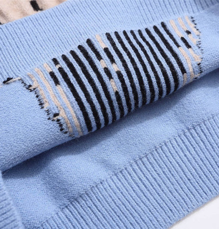 Close-up of the Retro Cartoon Jacquard Hoodie - Loose Fit showcasing the unique fabric texture and playful jacquard design.