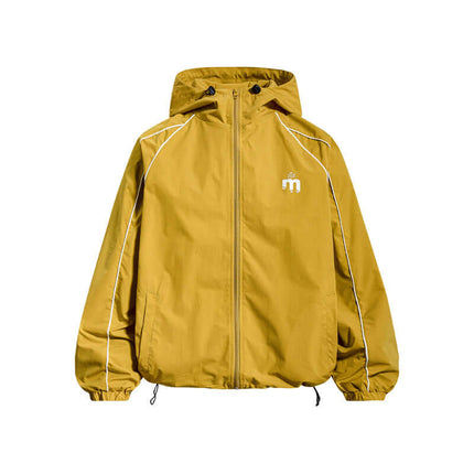 Retro Hooded Zip Jacket – Loose Fit in vibrant yellow with a classic hood and zip closure, perfect for casual streetwear.
