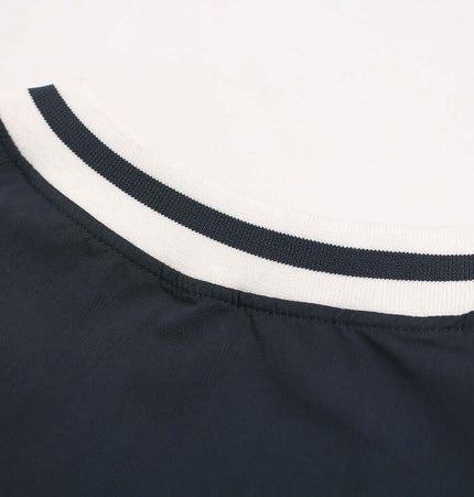 Close-up view of the collar of a Long Sleeve Tactical TShirt, showcasing the stylish design and fabric details.