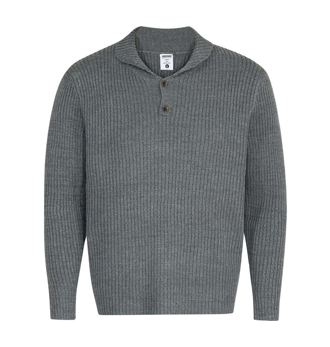 Retro Turn-Down Collar Sweater - Loose Fit in gray, featuring a ribbed texture and button detail for a timeless look.