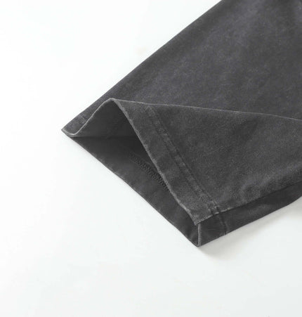 Retro Washed Letter Print TShirt – Loose Fit showing the sleeve detail and topstitching