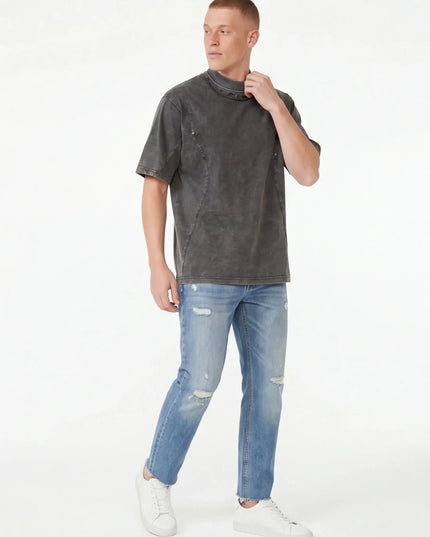 Maison Grozavu Ghost Tee Cut in signature tone — front view showing the reinforced stitching on the hem
