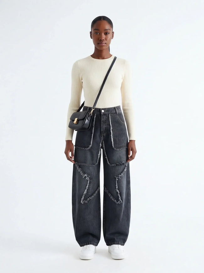 Lässige Jeans – aus atmungsaktivem Stoff mit raffinierten Details
