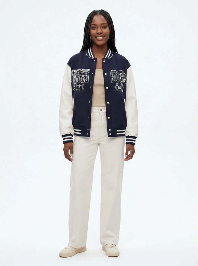 Must-Have Patchwork Paneelierte Perlenjacke