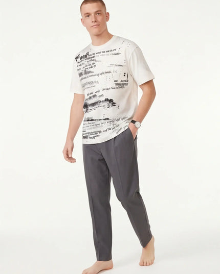 Maison Grozavu Premium Ghost Tee in signature tone — front view showing the seamless shoulder transition