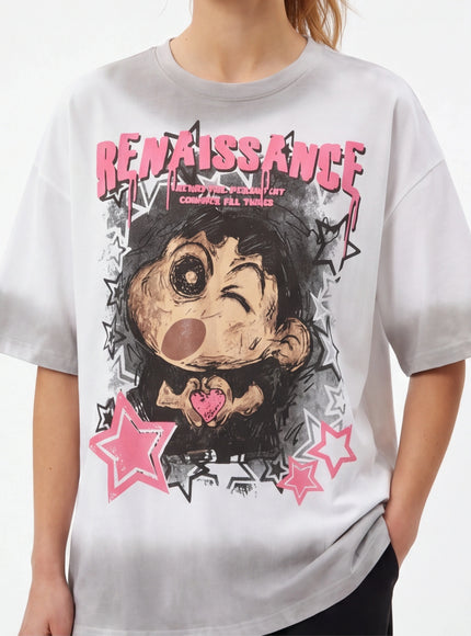 T-Shirt Oversized – con una Texture Fine e Design Architettonico