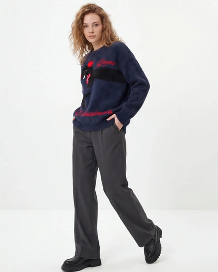Maison Grozavu Timeless Graphite Sweatshirt in signature tone — front view showing the subtle drape of the fabric