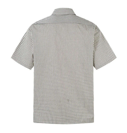Back view of a Short Sleeve Plaid Shirt featuring a classic check pattern in a relaxed fit.