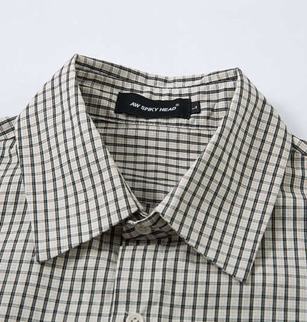 Short Sleeve Plaid Shirt with stylish collar and checkered pattern, perfect for casual summer wear.