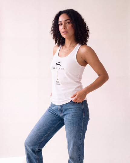 Tank Liviano de Hueso — Rosa Fucsia — Blanco — three_quarter