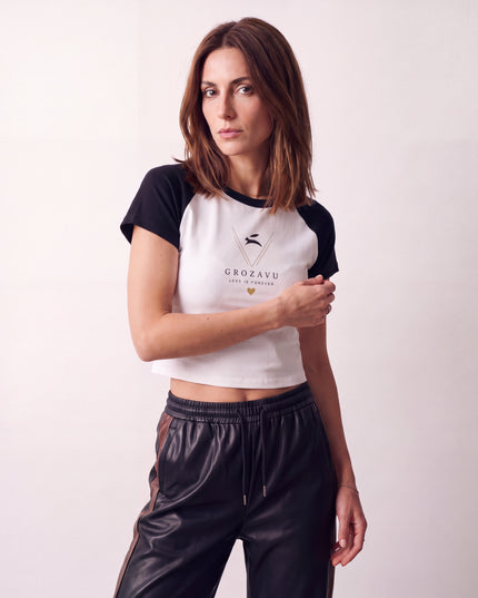 Camiseta de Obsidiana — Blanco/Negro — Blanco/Negro — three_quarter