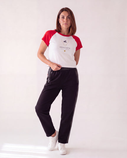 Camiseta de Obsidiana — Blanco/Negro — Blanco/Rojo — three_quarter