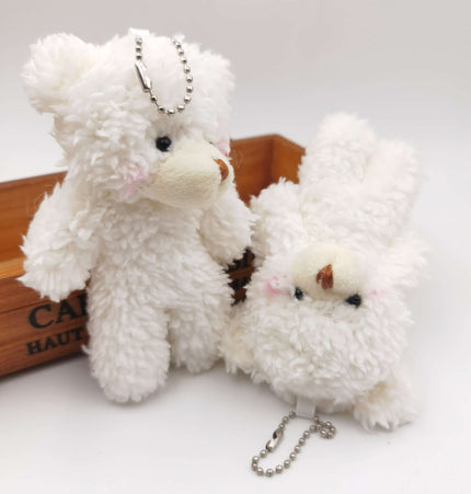 Shy Blush Bear Plush Keychain two cartoon-style plush bears with keychain attachments, perfect for accessories and gifts.