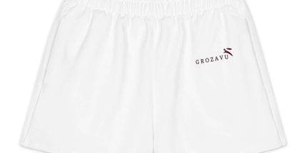 Maison Grozavu Chalk Shorts Mark in White — front view showing the clean silhouette and premium fabric construction