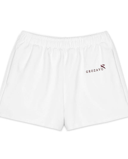 Maison Grozavu Chalk Shorts Mark in White — front view showing the clean silhouette and premium fabric construction