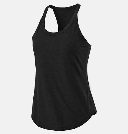 Slim Fit Cotton Scoop Neck Tank Top in black, sleeveless design perfect for workouts and casual wear.