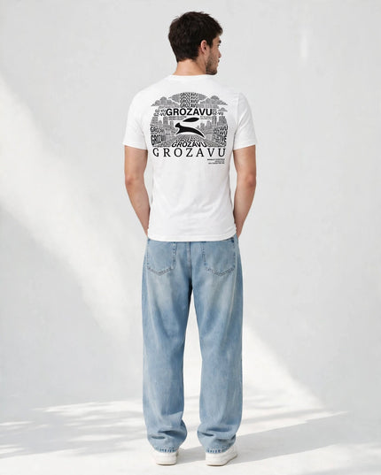 Back view of the white light jersey fitted tee