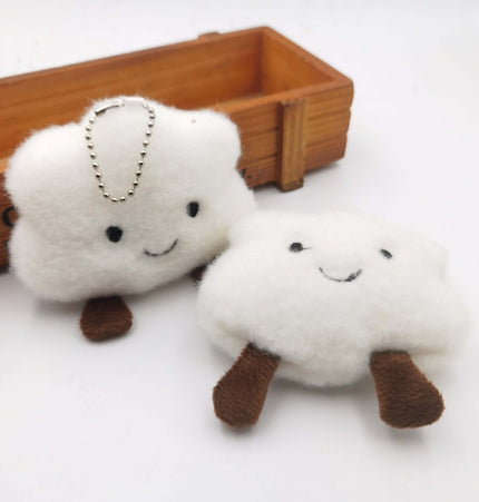 Cute Smiley Cloud Plush Keychain with soft texture and cheerful design, perfect for adding charm to accessories.
