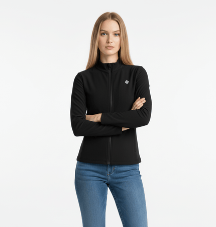 Stand Collar Knit Cardigan – Slim Fit in black with a zip-up front and modern design.