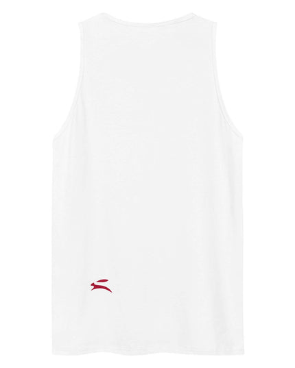 White staple tank top in 148 g/m² combed cotton, studio back view