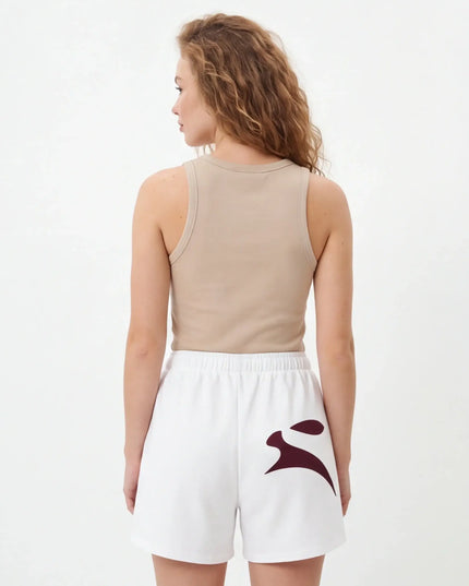 Chalk Shorts Mark — three-quarter view showing the silhouette from the front-left angle in neutral