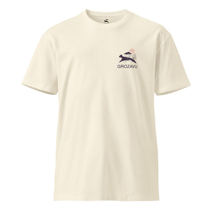 Grozavu Straight-Cut Tee in undyed Natural cotton, front