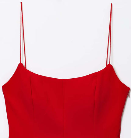 Strapless Camisole Tank Top – Slim Fit in vibrant red color with delicate straps and a sleek neckline.