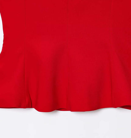 Strapless Camisole Tank Top – Slim Fit shown in bold red color with a skirt-style hem for a chic look.