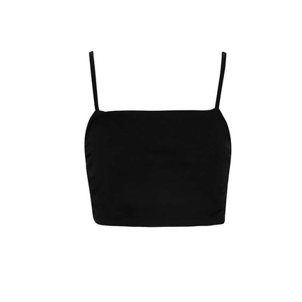 Strapless Sports Bralette Tank Top – Slim Fit in solid black, featuring a sleek and stylish design for women's casual wear.