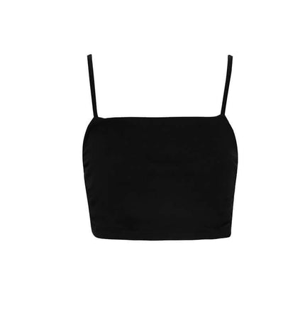 Strapless Sports Bralette Tank Top – Slim Fit in solid black, featuring a sleek and stylish design for women's casual wear.