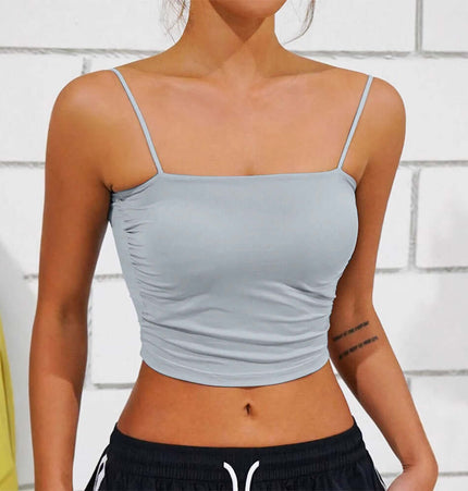 Strapless Sports Bralette Tank Top – Slim Fit in light gray color, showcasing a stylish and comfortable design for women.