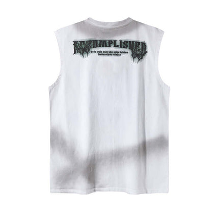 Graffiti Butterfly Print Tank Top - Loose Fit featuring bold lettering and a stylish design, perfect for summer streetwear.