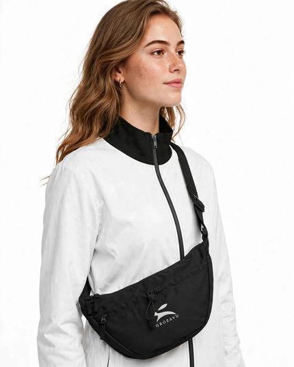 Studio portrait with the 12 L crossbody day bag