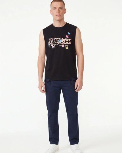 Maison Grozavu Resilient Top - Iron Silhouette in black — front view showing the subtle drape of the fabric