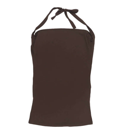 Suspender Halter Vest – Slim Fit in solid brown color with halter neck and fitted design.