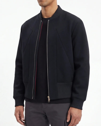 Front view of the Maison Grozavu Quartz Jacket Loom in jacket — showing the structural collar.