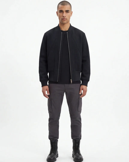 Front view of the Maison Grozavu Quartz Jacket Loom in jacket — showing the clean lines.