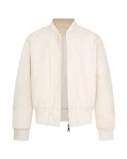 Front view of the Maison Grozavu Quartz Jacket Loom in jacket — showing the tailored hem.