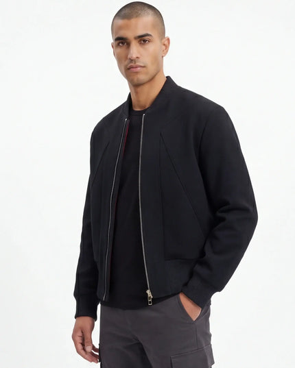 Front view of the Maison Grozavu Quartz Jacket Loom in jacket — showing the refined stitching.