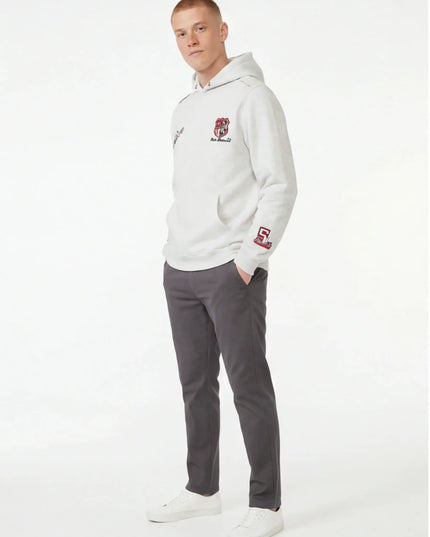 Maison Grozavu Ash Hoodie Drape in signature tone — front view showing the subtle drape of the fabric