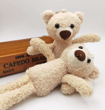 Teddy Bear Plush Keychain – 20cm, cute soft plush keychain, cartoon-style teddy bear accessories.