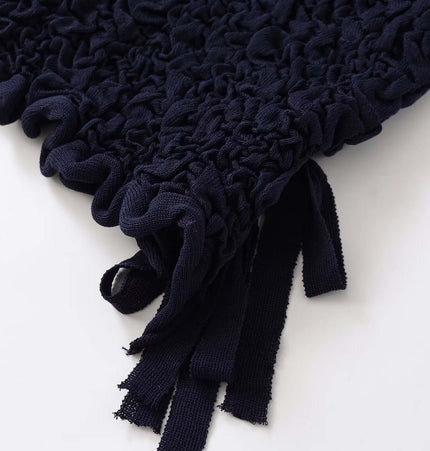 Texture Knitted Bow Round Neck Top close-up of knitted texture and bow detail