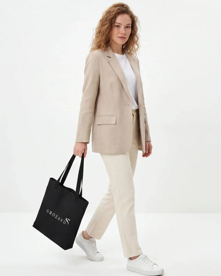 Alabaster Bag Structure lifestyle image — the piece worn in context showing natural drape and proportions