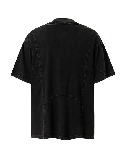 Maison Grozavu Ghost Tee Cut in black — rear view showing the tailored side seam