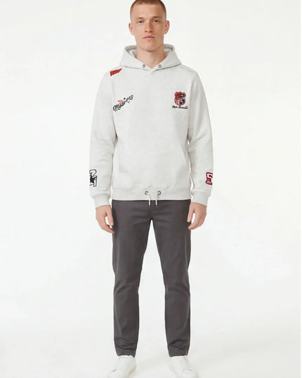 Maison Grozavu Ash Hoodie Drape in signature tone — front view showing the seamless shoulder transition