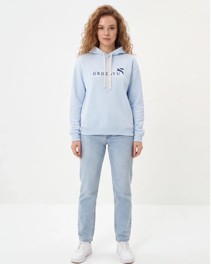 Front view of the Maison Grozavu Monochrome Crewneck Drape in sweatshirt — showing the premium fabric texture.